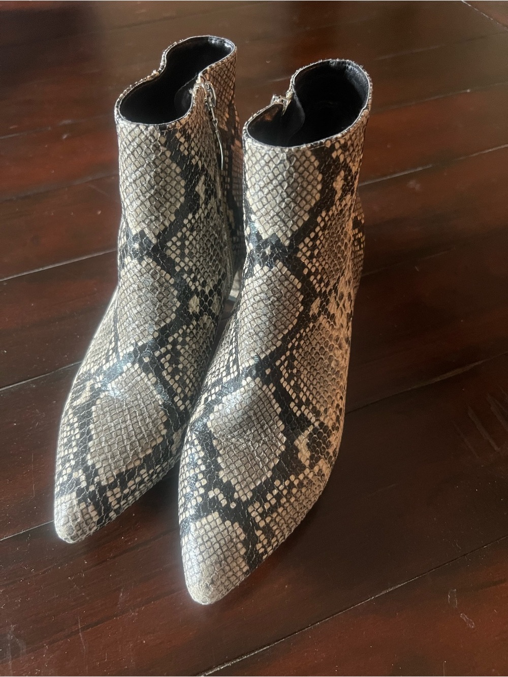 Michael Kor’s Women's Snake-Print Pointed Toe Ankle Boots